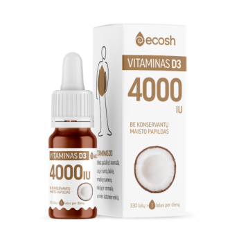 ECOSH vitaminas D3 su kokosų aliejumi 4000TV, 10ml.