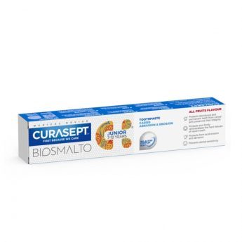 CURASEPT Biosmalto Junior, vaikiška dantų pasta, įvairių vaisių skonio, 75 ml.